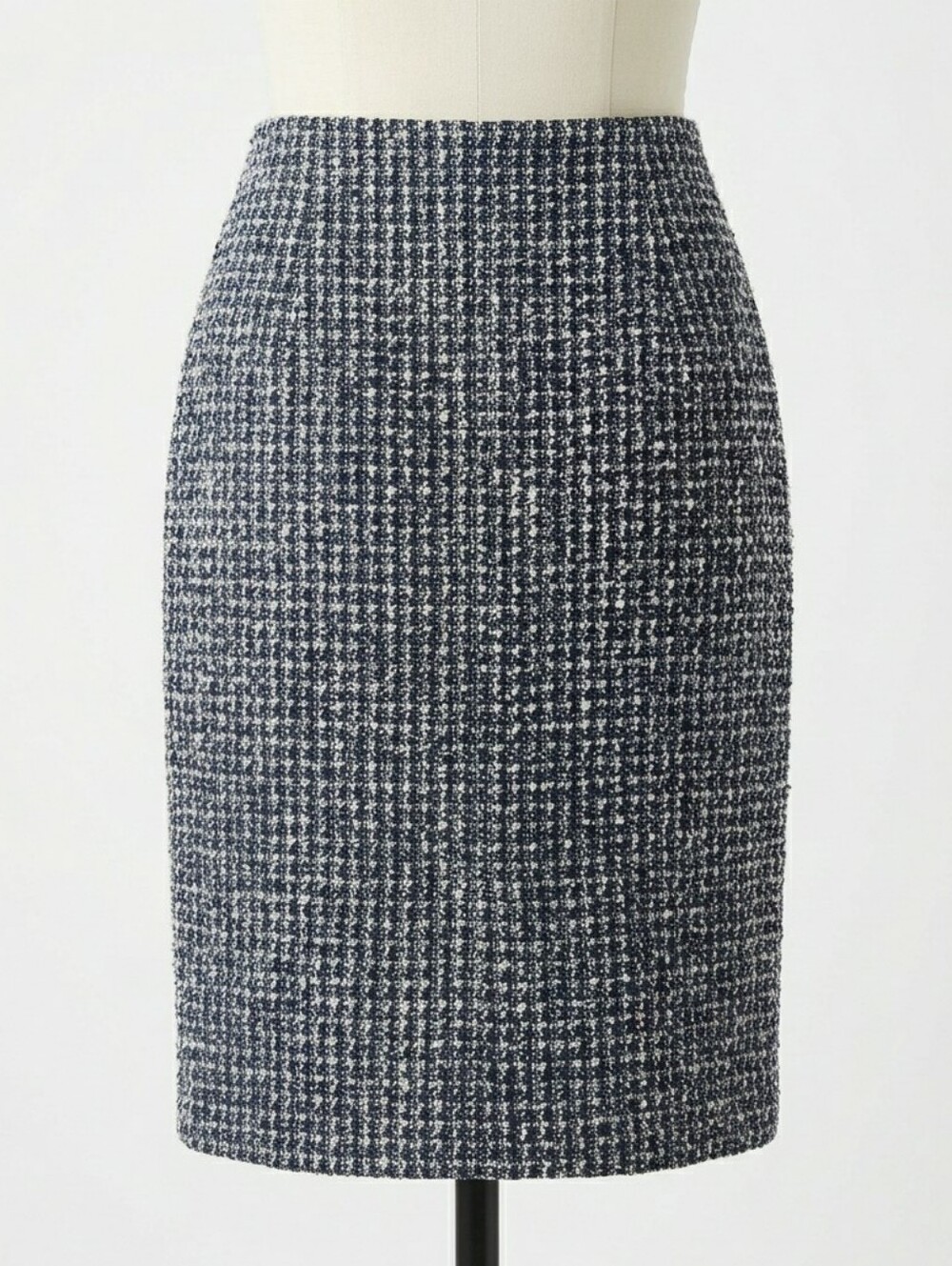 TAHARI Navy White Bouclé Tweed Pencil Skirt Lined Office Workwear Size 6